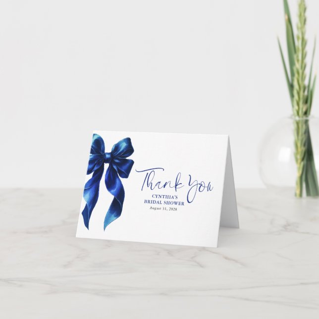Tarjeta De Agradecimiento Elegante ducha de novia azul de la marina de guerr (Anverso)