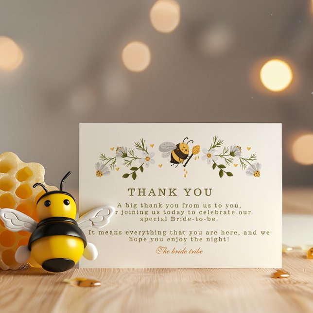 Tarjeta De Agradecimiento Elegante ducha de novia con abejas florales (Subido por el creador)