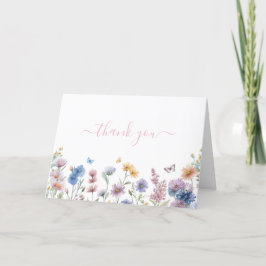 Tarjeta De Agradecimiento Elegante ducha de novia con flores silvestres past