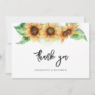 Tarjeta De Agradecimiento Elegante ducha de novia con girasoles florales