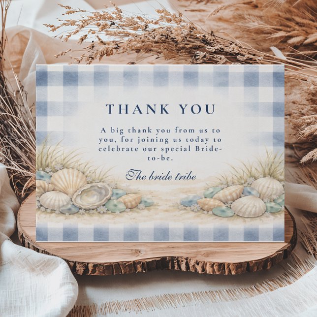 Tarjeta De Agradecimiento Elegante Ducha de Novia de Conchas en la Costa (Subido por el creador)