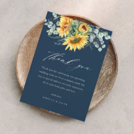 Tarjeta De Agradecimiento Elegante ducha de novia de girasol rústico