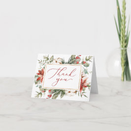 Tarjeta De Agradecimiento Elegante ducha de novia de Navidad de invierno roj