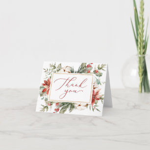 Tarjeta De Agradecimiento Elegante ducha de novia de Navidad de invierno roj