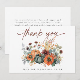 Tarjeta De Agradecimiento Elegante Ducha de Novia de Otoño