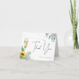 Tarjeta De Agradecimiento Elegante ducha de novia floral de girasoles con ac