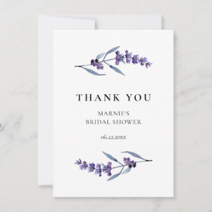 Tarjeta De Agradecimiento Elegante ducha de novia floral de lavanda