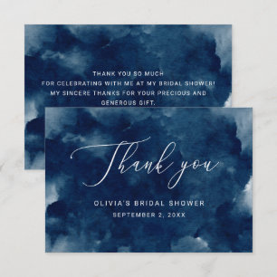 Tarjeta De Agradecimiento Elegante ducha de novia náutica de acuarela navy