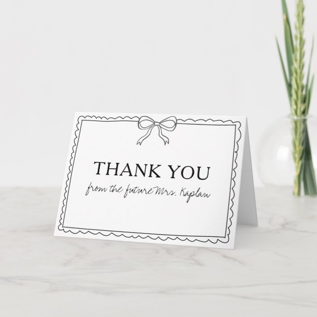 Tarjeta De Agradecimiento Elegante ducha de novia personalizada manuscrita B (Anverso)