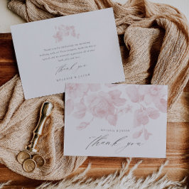 Tarjeta De Agradecimiento Elegante ducha de novia rosa con fuente floral