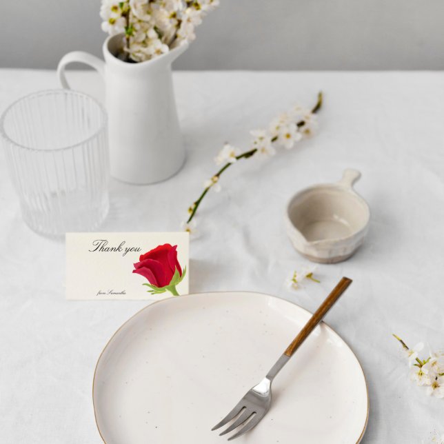 Tarjeta De Agradecimiento Elegante ducha de novia rosa roja (Subido por el creador)