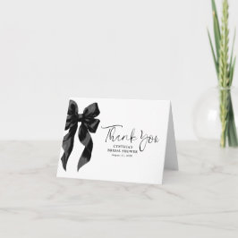Tarjeta De Agradecimiento Elegante ducha de novias Black Bow Gracias