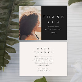 Tarjeta De Agradecimiento Elegante ducha de novias negra y de taupe