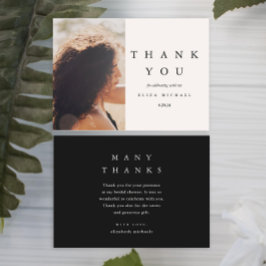 Tarjeta De Agradecimiento Elegante ducha de novias negra y taúpe gracias