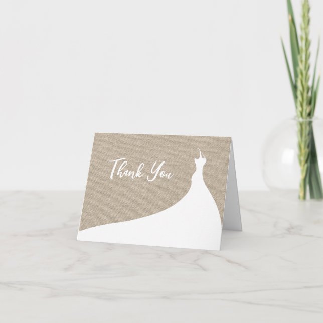 Tarjeta De Agradecimiento Elegante ducha nupcial Gracias Burlap (Anverso)