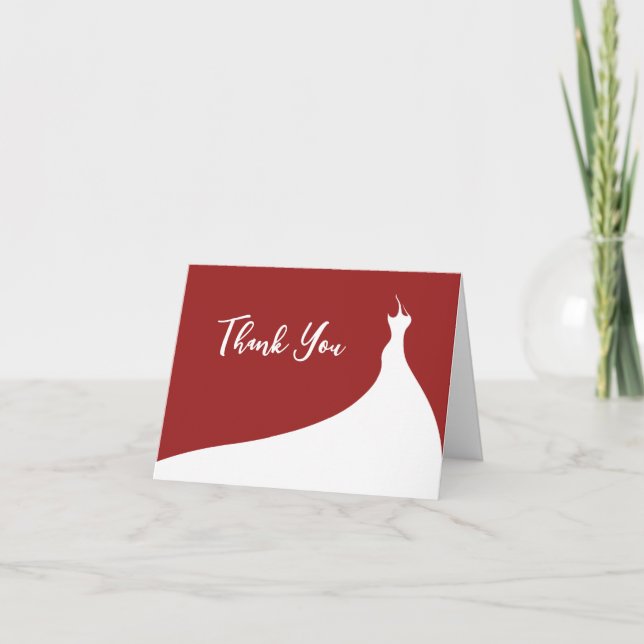 Tarjeta De Agradecimiento Elegante ducha nupcial Gracias rojo (Anverso)
