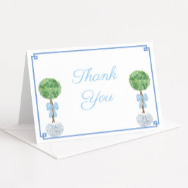 Tarjeta De Agradecimiento Elegante ducha Topiary Blue Baby Boy