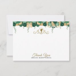 Tarjeta De Agradecimiento Elegante ducha verde floral victoriana de novias