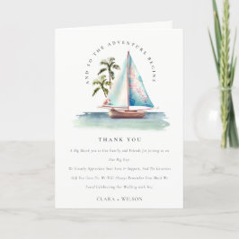Tarjeta De Agradecimiento Elegante Dusky Verde azulado Boda de la Palm Seasc