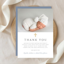 Elegante Dusty Blue Cross Boy Baptism Photo