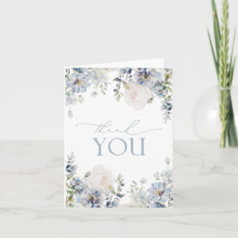 Tarjeta De Agradecimiento Elegante Dusty Blue Floral Greeneration Gracias Ta