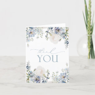 Tarjeta De Agradecimiento Elegante Dusty Blue Floral Greeneration Gracias Ta