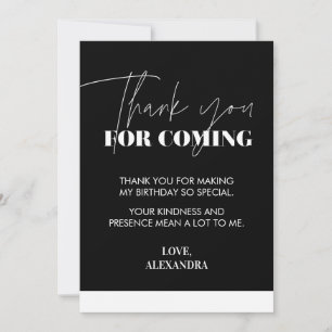 Tarjeta de agradecimiento elegante en blanco y neg