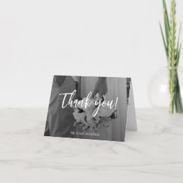 Tarjeta de agradecimiento elegante en blanco y neg