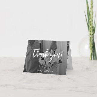 Tarjeta de agradecimiento elegante en blanco y neg