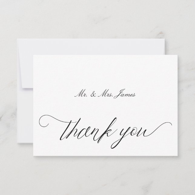 Tarjeta de agradecimiento elegante en blanco y neg (Anverso)
