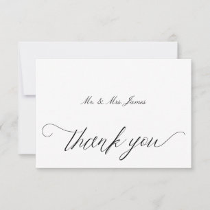 Tarjeta de agradecimiento elegante en blanco y neg