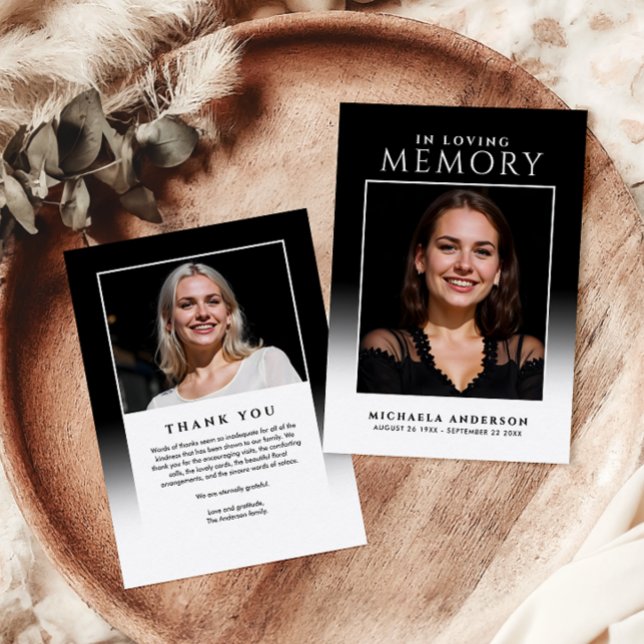 Tarjeta De Agradecimiento Elegante En Memoria Amada Funeral/Memorial De 2 Fo (Subido por el creador)