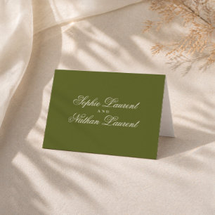 Tarjeta de agradecimiento elegante en verde oliva 