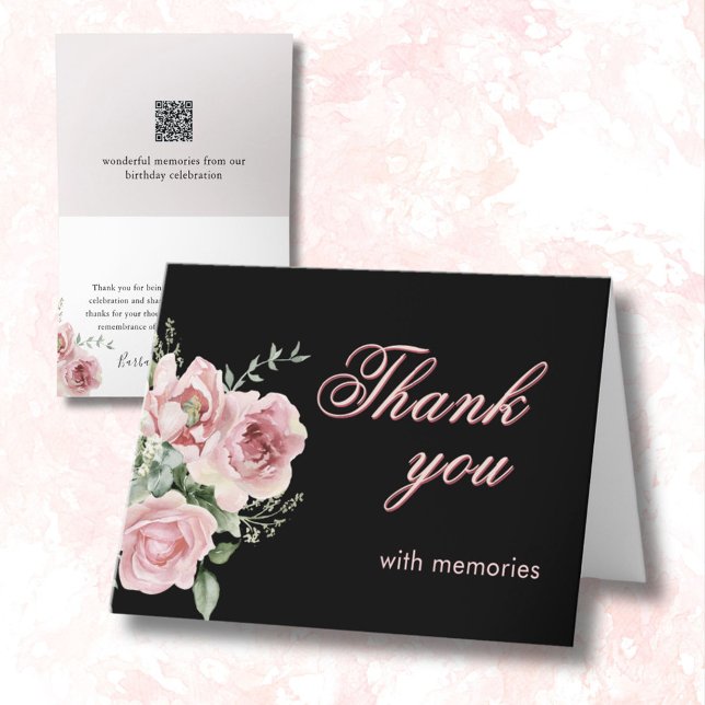 Tarjeta De Agradecimiento Elegante enlace de foto floral QR de cualquier año (Subido por el creador)