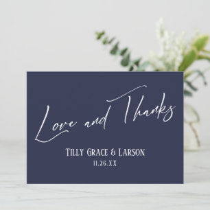 Tarjeta De Agradecimiento Elegante escritura a mano Amor y Gracias Azul Mari