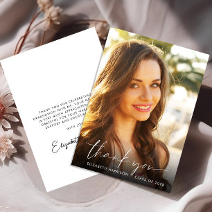 Tarjeta De Agradecimiento Elegante escritura blanca superposición de foto gr