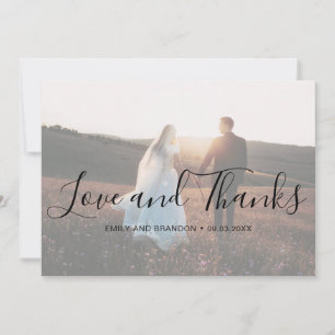 Tarjeta De Agradecimiento Elegante escritura de foto boda moderna