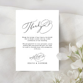 Tarjeta De Agradecimiento Elegante escritura de remolino simple boda
