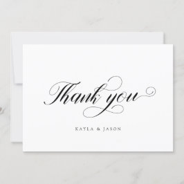 Tarjeta De Agradecimiento Elegante Escritura Formal Moderno Boda Preciosa