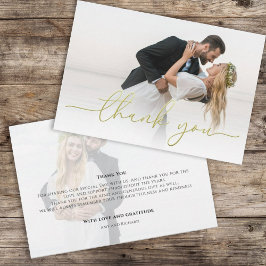 Tarjeta De Agradecimiento Elegante Escritura Foto de Boda Personalizada