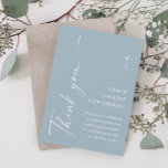 Tarjeta De Agradecimiento Elegante escritura moderna baptismo de niños azul<br><div class="desc">Elegante Script Moderno Dusty Blue Boys Baptism Tarjeta De Agradecimiento. Haga clic en el botón personalizar para personalizar este diseño con sus detalles. Para cambiar los colores y tipos de letra,  elija editar este diseño más adelante para abrir opciones adicionales de personalización.</div>
