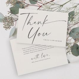 Tarjeta De Agradecimiento Elegante escritura moderna Bautismo neutral