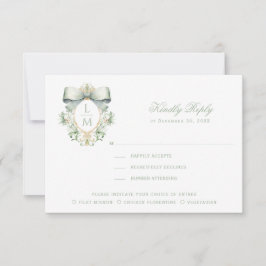 Tarjeta De Agradecimiento Elegante Escudo con Sage Green Bow