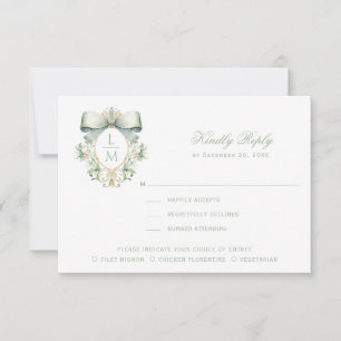 Tarjeta De Agradecimiento Elegante Escudo con Sage Green Bow