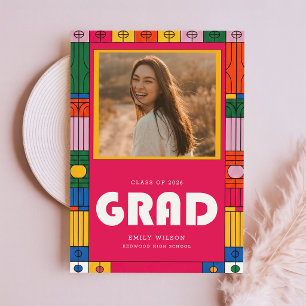 Tarjeta De Agradecimiento Elegante Estilo Letra Retro Foto Graduación Gradua