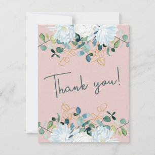Tarjeta De Agradecimiento Elegante eucalipto boda de foto de flores blancas