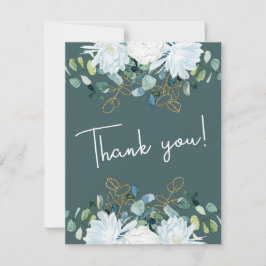 Tarjeta De Agradecimiento Elegante eucalipto boda de foto de flores blancas