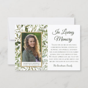 Tarjeta De Agradecimiento Elegante Eucalipto Funeral En La Memoria Amada Bla