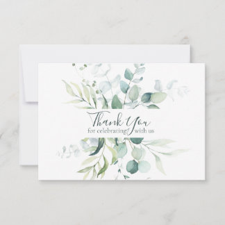 Tarjeta De Agradecimiento Elegante Eucalyptus Boda de acuarela botánica