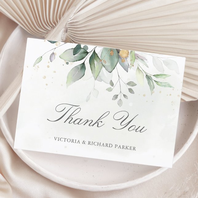 Tarjeta De Agradecimiento Elegante Eucalyptus deja Boda de oro de la vegetac (Subido por el creador)
